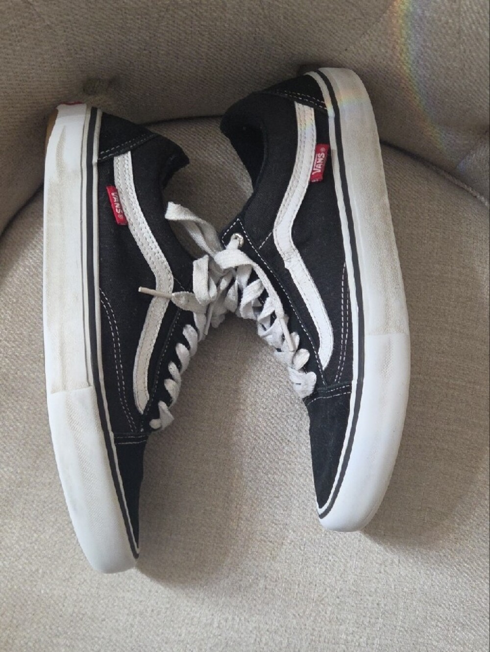 VANS black & White Low-Top Skate Sneakers with White Stripe - Picture 2 of 6
